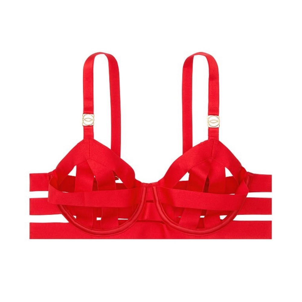 Victoria's Secret RED VERY SEXY
Strappy Open Cup Demi Bra NWT size 38 DD